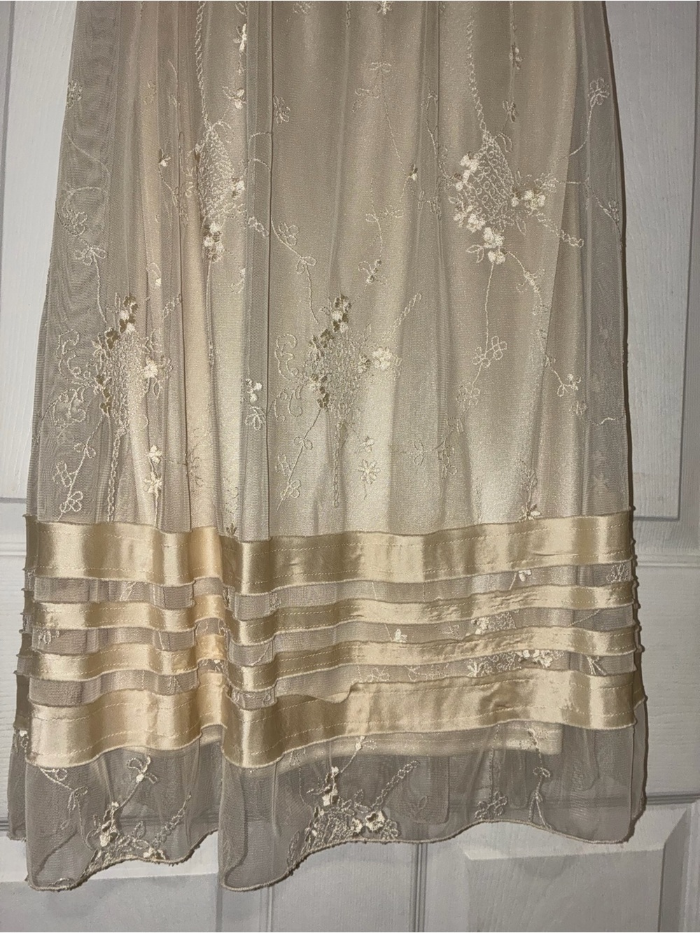 Sue Wong Embellished Champagne Mesh Embroidered Slip Dress - Picture 10 of 13